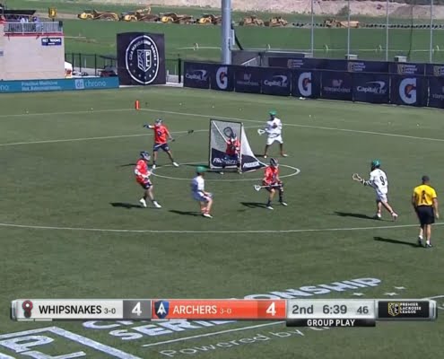 pro lacrosse pass down pick down transition offense play